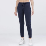 Women Navy Blue Solid Casual Slim Fit Track Pants